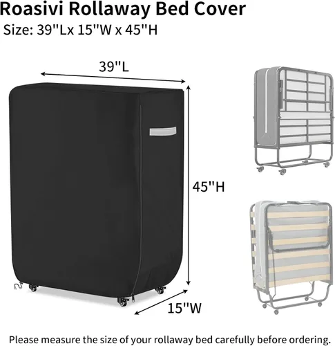 Miniatura 2 de Funda de cama enrollable resistente al agua, universal, plegable, con cremallera, protector a prueba de polvo, 39 pulgadas de largo x 15 pulgadas