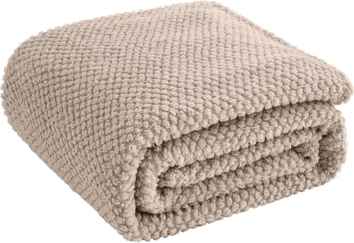 Miniatura 23 de Manta de Tiro de Piel Sintética Color Hueso para Sofá, Manta Suave y Esponjosa de Burbujas para Cama y Sofá, Manta Gruesa y Cálida de Felpa Difusa