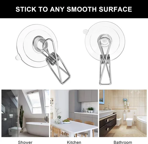 Miniatura 3 de Patelai 16 clips de ventosa de plástico redondo para ventosas con clips resistentes para colgar accesorios de ducha en casa oficina