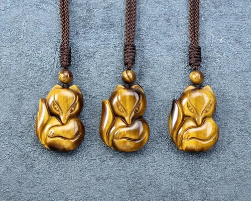 Miniatura 4 de Collar Jovivi de cristal curativo, de obsidiana natural y ojo de tigre para protección de la suerte, dije de amuleto con piedra preciosa y cuerda