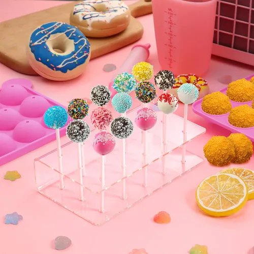 Miniatura 5 de Juego de moldes de silicona de 12 agujeros con palitos de piruleta, soporte para paletas acrílicas de 15 agujeros, taza medidora, bolígrafo