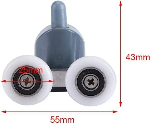 TOPINCN - Rodillos para puerta de ducha, doble inferior, poleas superiores, corredores, kit de repuesto para baño, 8 unidades (rueda doble)
