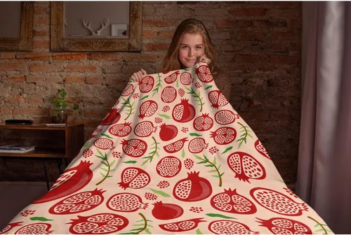 Miniatura 4 de Manta de granada para regalo, manta de franela suave con impresión artística para sofá, cama, silla, práctica portátil, universal, XS de 30 x 40