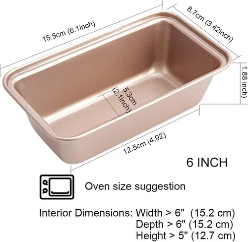 Miniatura 2 de CHEFMADE Mini moldes antiadherentes de acero al carbono para hornear pan, moldes pequeños para hornear, mini moldes rectangulares de 6 pulgadas