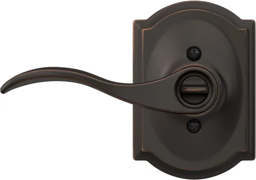 Miniatura 9 de Schlage - Manija de acento con moldura Camelot y cerradura de acceso con llave, en bronce antiguo, modelo F51A ACC 716 CAM Bronce Envejecido