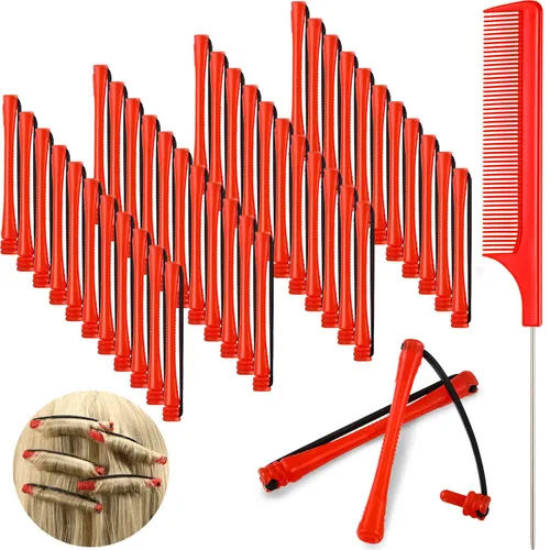 48 Piezas Varillas de Permanente para Cabello Varillas Cortas de Onda Fría Planchas de Plástico para Permanente Rulos Rizadores de Cabello con Peine