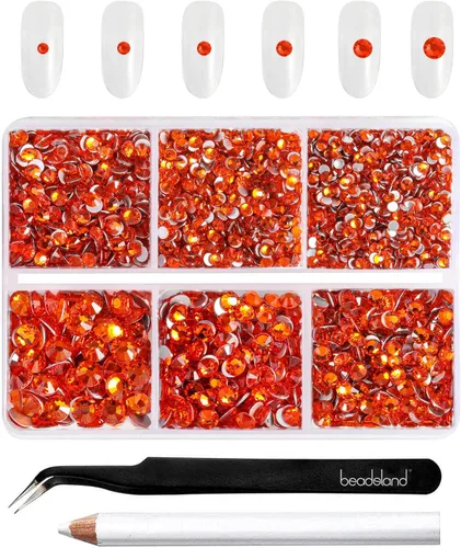 Miniatura 9 de BEADSLAND 4300 piezas de diamantes de imitación con parte plana, diamantes de imitación transparentes para uñas, gemas de cristal redondas