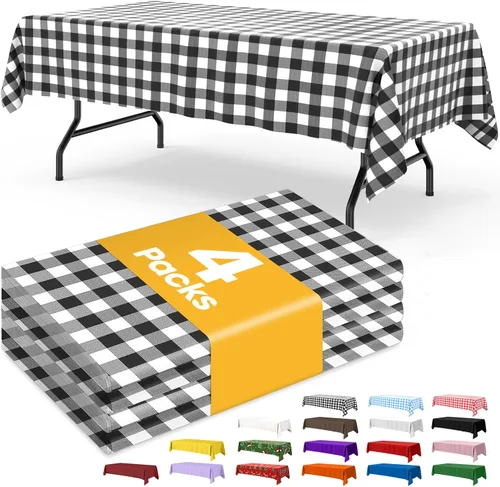 Miniatura 26 de Niuara Mantel de bandera estadounidense, paquete de 4 manteles patrióticos desechables de 54 x 108 pulgadas para mesas de 6 pies, decoraciones del 4