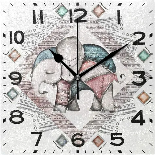 Miniatura 9 de Naanle Reloj de pared cuadrado con estampado de rocas en 3D, 8 pulgadas, funciona con pilas, reloj de escritorio analógico silencioso de cuarzo