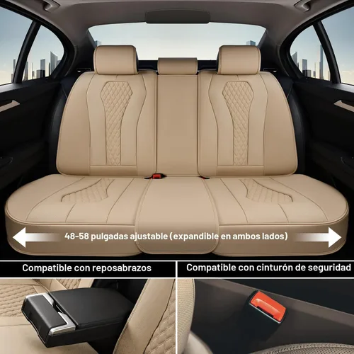 Miniatura 4 de Coverado Fundas de asiento de automóvil, juego completo de fundas de asiento de automóvil, funda de asiento de coche beige, cojín de asiento