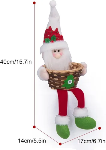 Miniatura 2 de Cesta de almacenamiento de dulces de Navidad, Papá Noel, muñeco de nieve, cesta tejida para dulces de Navidad, plato de dulces para decoración