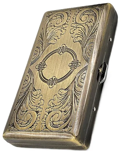 Miniatura 4 de Estuche para cigarrillos estilo victoriano, soporte metálico para bolsillo de tamaño regular, king y 100's, cartera de seguridad (PLN-S100, plateado)
