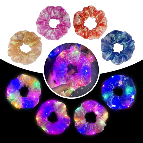 Miniatura 12 de 4 bandas elásticas para el cabello con luz LED, color verde del día de San Patricio, para mujeres y niñas, suministros de fiesta que brillan