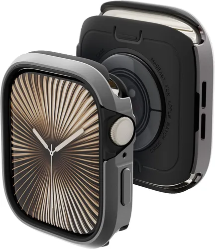 Miniatura 14 de MAGEASY Funda resistente de aluminio de calidad aeronáutica para Apple Watch de 45mm Series 9, 8, 7 Carcasa metálica dura 2 en 1 con parachoques