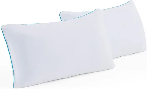 Linenspa Paquete de dos almohadas trituradas de espuma viscoelástica con gel, tamaño King – Almohada de cama refrescante – Suave y de apoyo – Para
