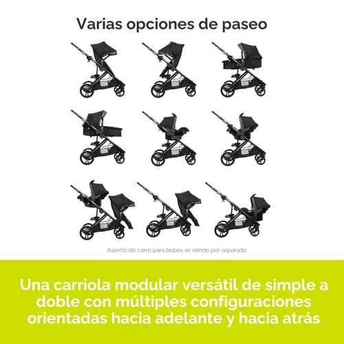 Miniatura 3 de Baby Trend Morph Cochecito Modular de Individual a Doble, Dash Black