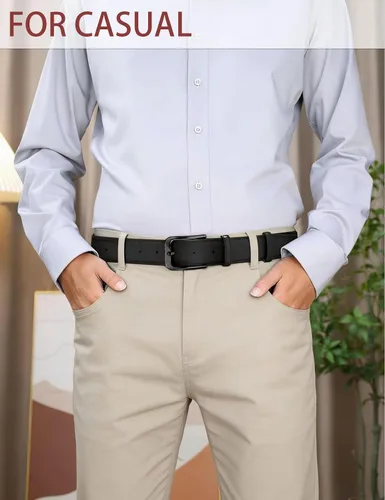 Miniatura 4 de Cinturón de cuero genuino para hombre, hecho a mano, 100% piel de vaca, 1 3/8 pulgadas de ancho, adecuado para uso casual, jeans y atuendo de golf