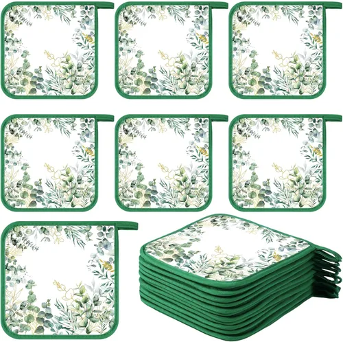 Miniatura 16 de Bencailor 12 soportes para ollas con bolsillo para cocina, guantes calientes para horno, bolsa de galletas, guantes de horno para cocina, regalo