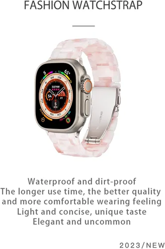 Miniatura 8 de LS - Correa de resina para iWatch compatible con Apple Watch Ultra 2/1 de 1.732 pulgadas, Starlight Series 9, Series 8, Series 7, Series SE, Series