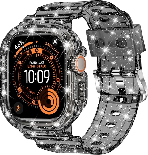 Miniatura 50 de XYF Compatible con correas cristalinas para Apple Watch de 1.929 in, 1.811 in, 1.772 in, 1.732 in, 1.654 in, 1.614 in, 1.575 in, 1.496 in, funda