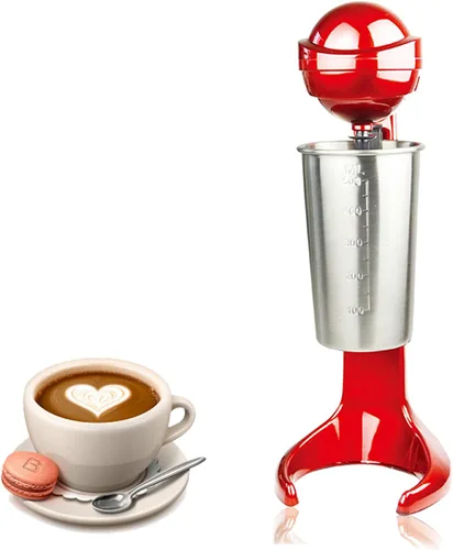 Mini mezclador automático de crema de bebidas, licuadora eléctrica comercial de acero inoxidable, batido eléctrico para helados comerciales y Rojo