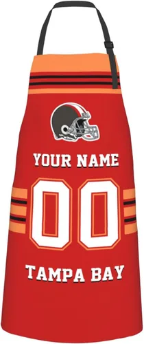 Miniatura 14 de Delantales personalizados del estilo del fútbol, delantal personalizado de la cocina del nombre y del número, delantales impermeables modificados