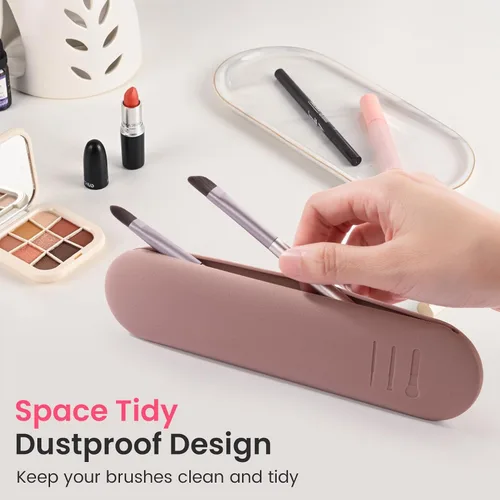 Miniatura 2 de Soporte para brochas de maquillaje de viaje, soporte de silicona moderno y portátil para brochas de cara, organizador de maquillaje, bolsa
