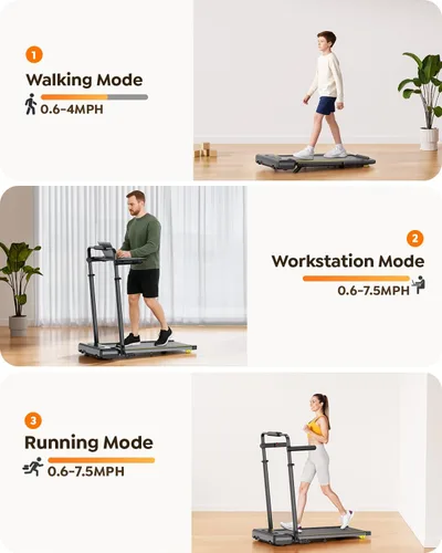 Miniatura 2 de Acezoe 3 en 1 Cinta de correr para debajo del escritorio con inclinación, tapete de caminadora con estación de trabajo de escritorio removible
