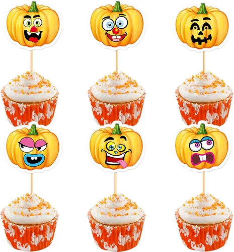 Miniatura 15 de 24 adornos para cupcakes de calabaza con purpurina, decoraciones de baby shower, tema de cosecha de otoño, suministros para fiestas de cumpleaños