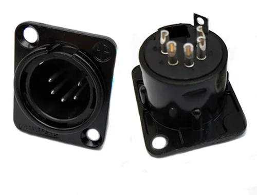 Miniatura 2 de XLR Macho Jack 5 Pin Panel Mount Jacks, carcasa de metal negro conector XLR-M 5 unidades.
