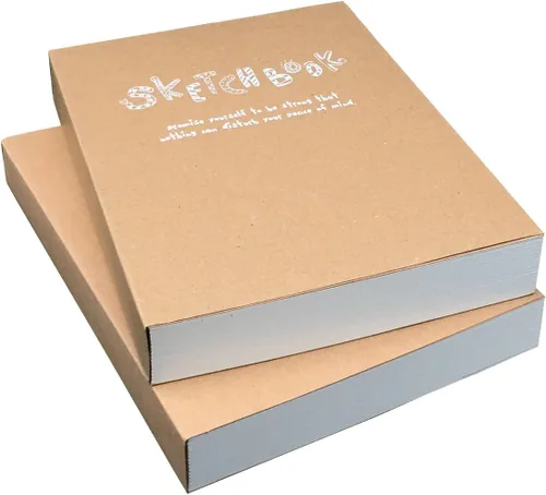 Cuaderno de dibujo y cuaderno de bocetos con tapa de estraza – Juego de 2 libros de bocetos lisos en blanco – papel grueso de 4.41 oz, papel de