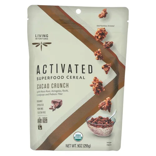 Living Intentions Cereal orgánico de cacao crujiente superalimentario, 9 onzas - 6 por caja.6