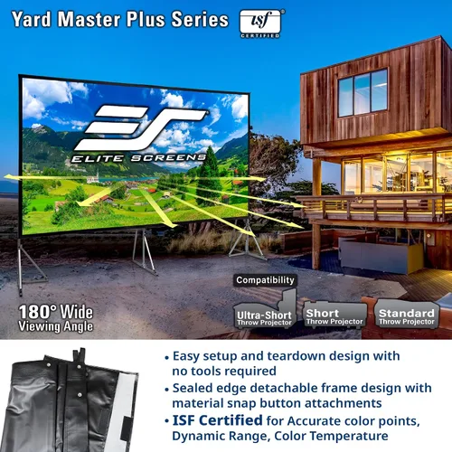 Miniatura 3 de Elite Screens Yard Master Plus, pantalla de proyector portátil ajustable con ajuste de altura 16:9 de 250 pulgadas, proyección frontal de cine 4K HD