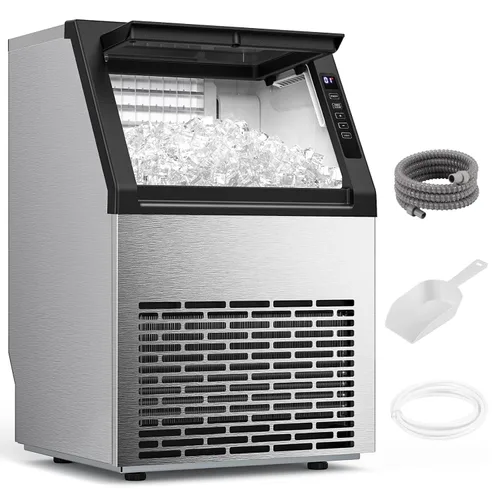 COWSAR Máquina de Hacer Hielo Comercial, 80 Libras/24H Máquina de Hacer Hielo Independiente Bajo Mostrador con Capacidad de Almacenamiento de 24