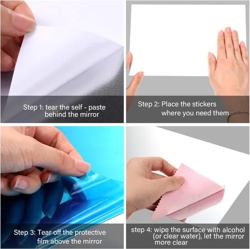 Miniatura 2 de Tenare 12 azulejos acrílicos autoadhesivos para espejo de pared, hojas flexibles de espejo pequeño, sin vidrio, irrompibles para baño, hogar