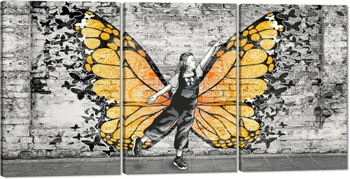Miniatura 16 de 3 paneles divertidos de Banksy Graffiti Street Wall Art Cuadros de graffiti, autobús, metro, obras de arte modernas para decoración de pared