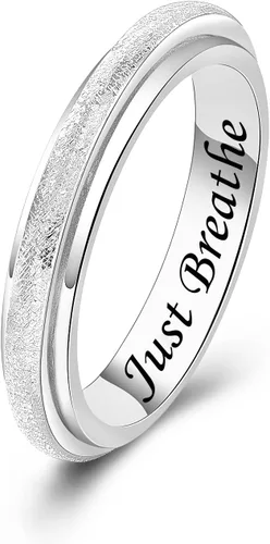Miniatura 24 de Sterling Silver Spinner Fidget Ring Anti Anxiety Worry Relieving Boredom ADHD Autism Band Ring for Women Men
