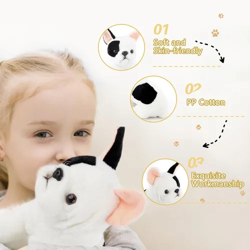 Miniatura 3 de Juguete de peluche realista de Bulldog Francés, Compañeros atemporales de 10.5 pulgadas