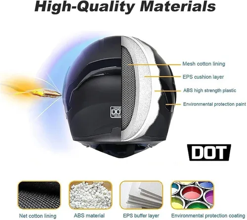 Miniatura 5 de Cascos de motocicleta para hombre, aprobado por DOT, casco de motocicleta de cara completa para adultos, casco de motocicleta con doble visera, D