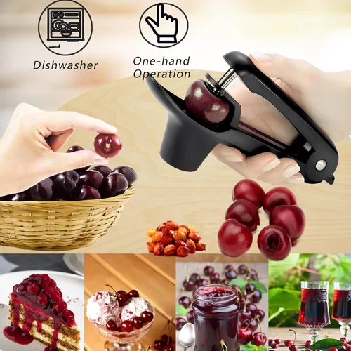 Miniatura 3 de Herramienta para picar cerezas, herramienta de picadura de acero inoxidable resistente, herramienta portátil de semillas de cerezas con diseño