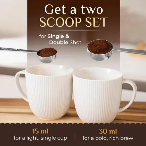 Miniatura 3 de Orblue Juego Premium de Cucharas para Café - 1 Cucharada (15ml) y 2 Cucharadas (30ml) Cuchara Medidora - Cuchara Medidora de Café de Acero Plata