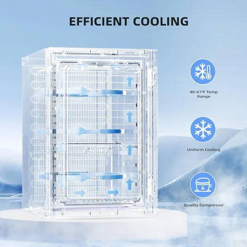 Miniatura 4 de Antarctic Star Refrigerador de Bebidas Enfriador de 18L, 24 Latas, Mini Refrigerador con Compresor Silencioso, Luz LED, Refrigerador Pequeño