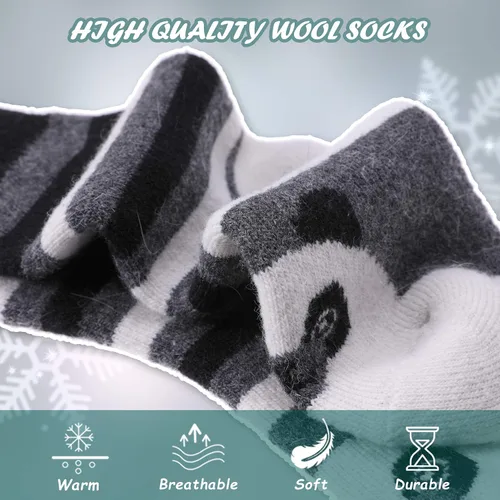 Miniatura 7 de 6 pares de calcetines de lana cálidos para niños y niñas para senderismo