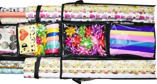 Miniatura 6 de Freegrace Organizador de papel de regalo colgante de doble cara – Bolsa grande de almacenamiento de papel de regalo de 16 x 41 pulgadas – Bolsa