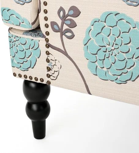 Miniatura 8 de Christopher Knight Home Harrison - Silla de club copetuda de tela, color blanco y azul