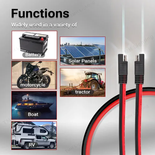 Miniatura 4 de TMH Cable de extensión SAE de 10 AWG – Arnés de cables de desconexión rápida SAE a SAE de 15 pies, conector SAE, cable de extensión de panel solar
