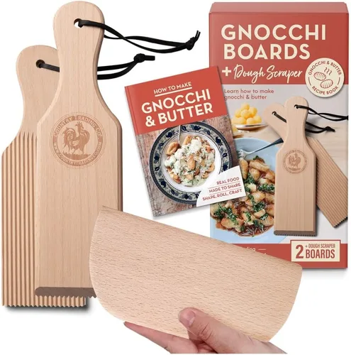 Kit de tabla de ñoquis y paletas de mantequilla con libro de recetas | Regalo de máquina de pasta para cocineros | Sea un experto en batir
