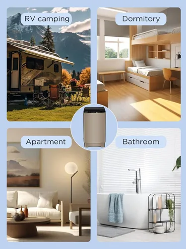 Miniatura 8 de F.W.WOOLWORTHS - Lavadora completamente automática de 17.7 libras con pantalla LED, lavadora de ropa con bomba de drenaje, 10 programas de lavado