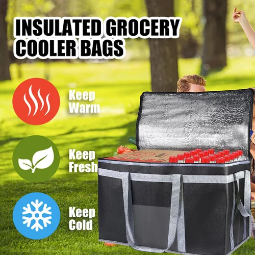 Miniatura 6 de Bolsas aisladas reutilizables para alimentos para entrega de alimentos, bolsas aisladas para entrega de pizza de viaje, bolsa térmica plegable