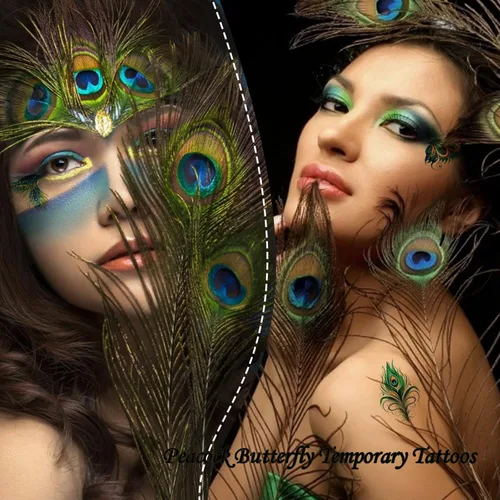 Miniatura 4 de Calcomanías temporales de mariposa con purpurina para mujeres y niñas, decoración de maquillaje de ojos, rostro, arte corporal, mariposas